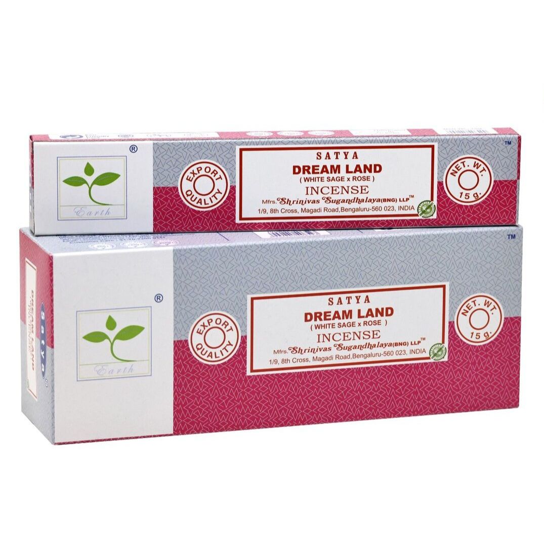 Satya Earth Dream Land Incense | White Sage & Rose | 15g x 6 Pack | Hand-Rolled in India