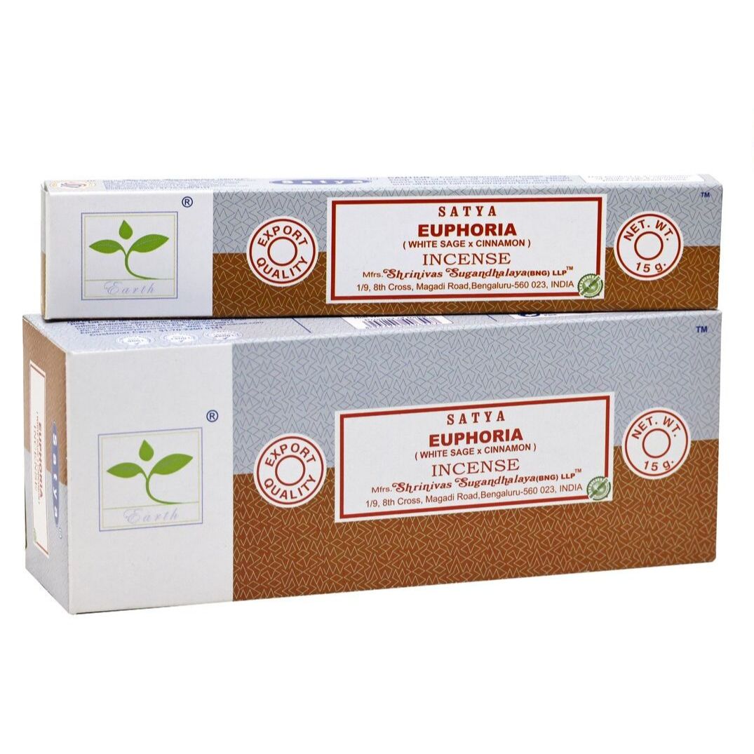 Satya Earth Euphoria Incense | White Sage & Cinnamon | 15g x 6 Pack | Hand-Rolled in India