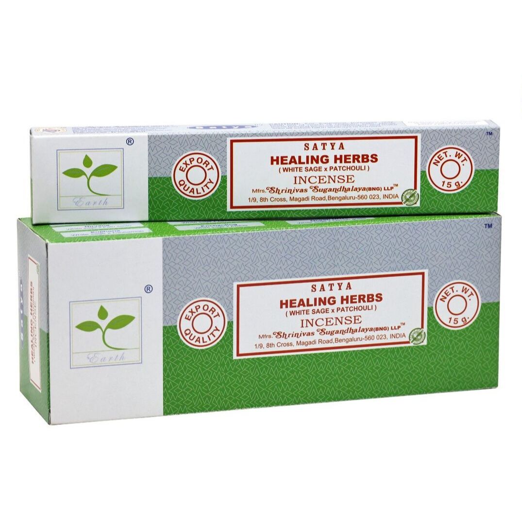 Satya Earth Healing Herbs Incense | White Sage & Patchouli | 15g x 6 Pack | Hand-Rolled in India