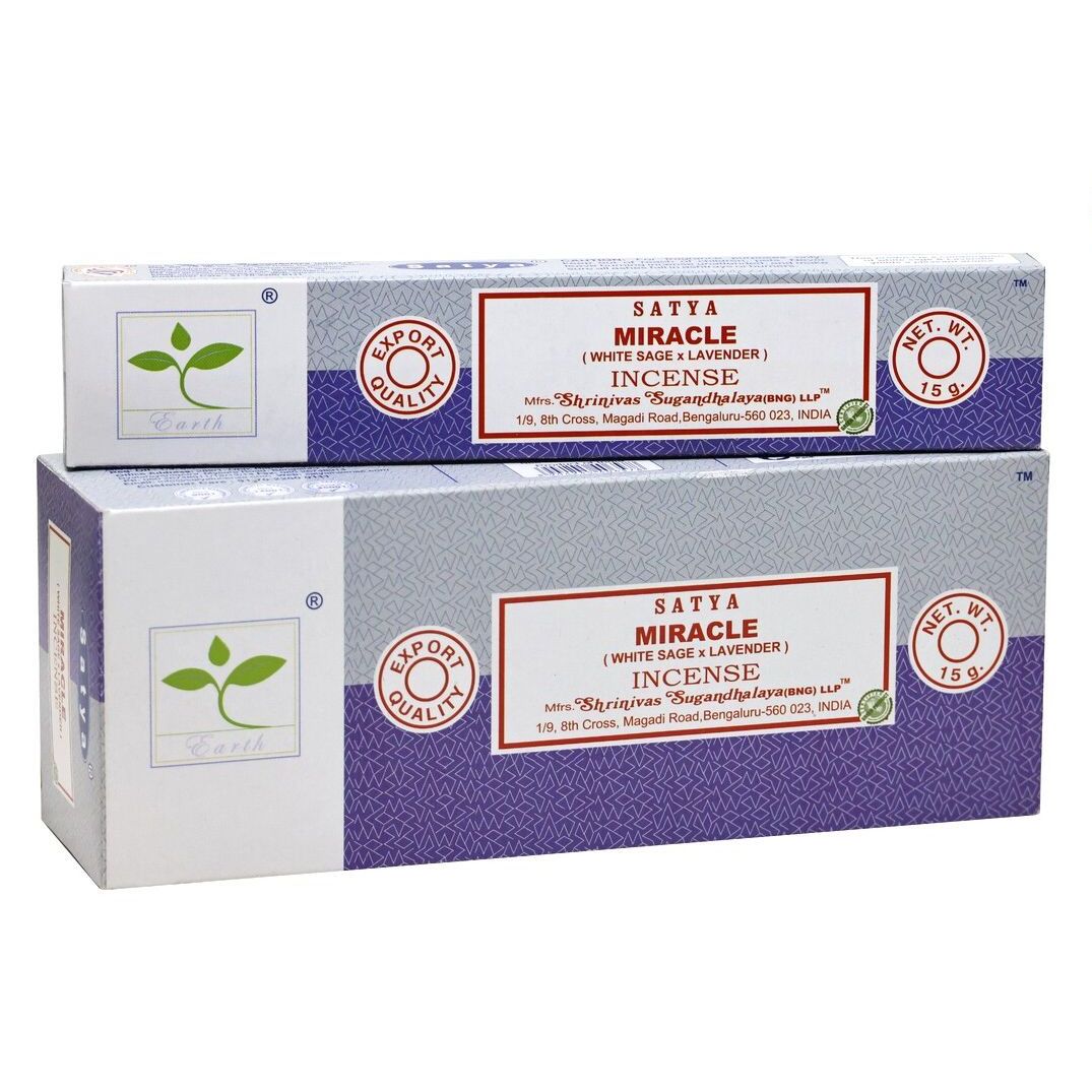 Satya Earth Miracle Incense | White Sage & Lavender | 15g x 6 Pack | Hand-Rolled in India
