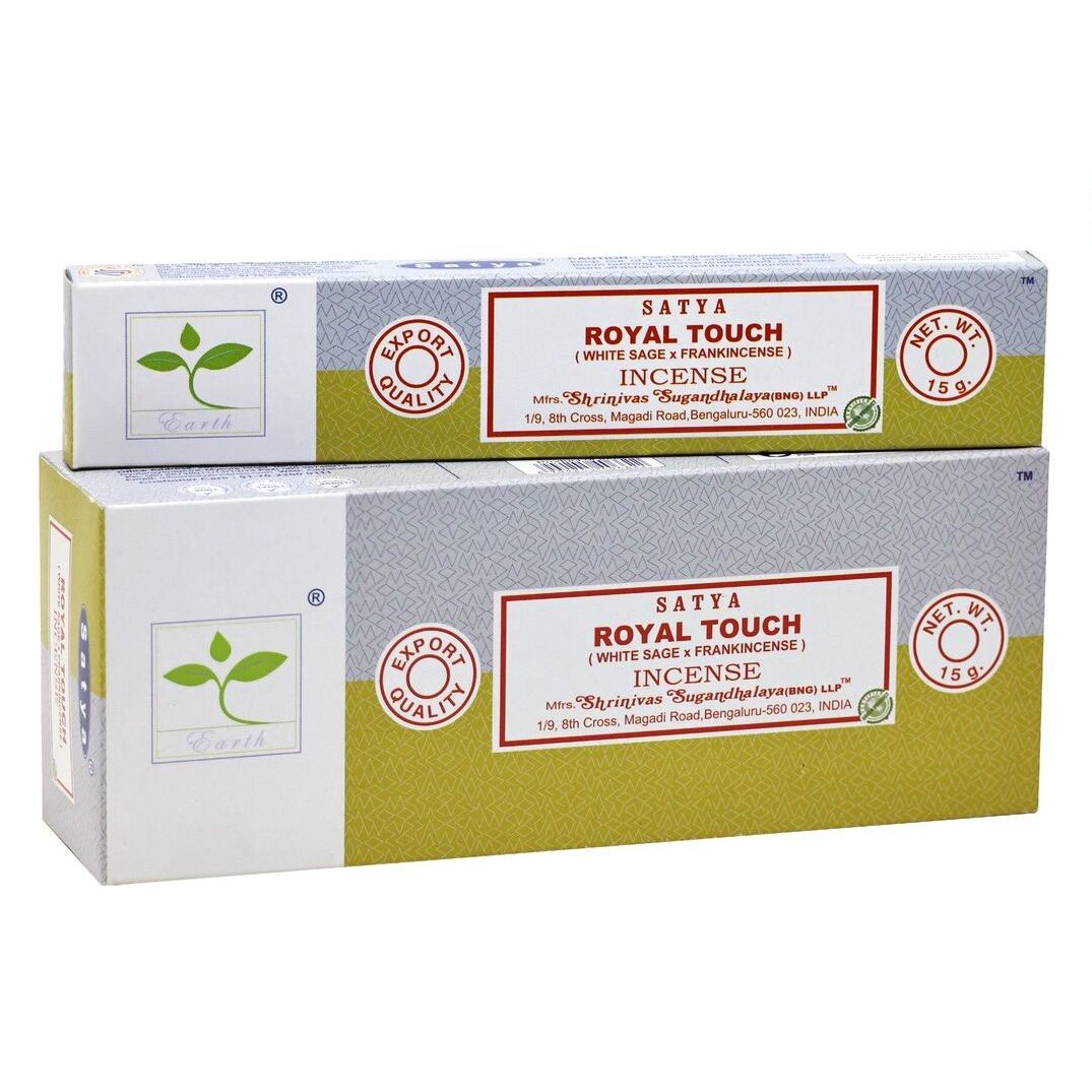 Satya Earth Royal Touch Incense | White Sage & Frankincense | 15g x 6 Pack | Hand-Rolled in India