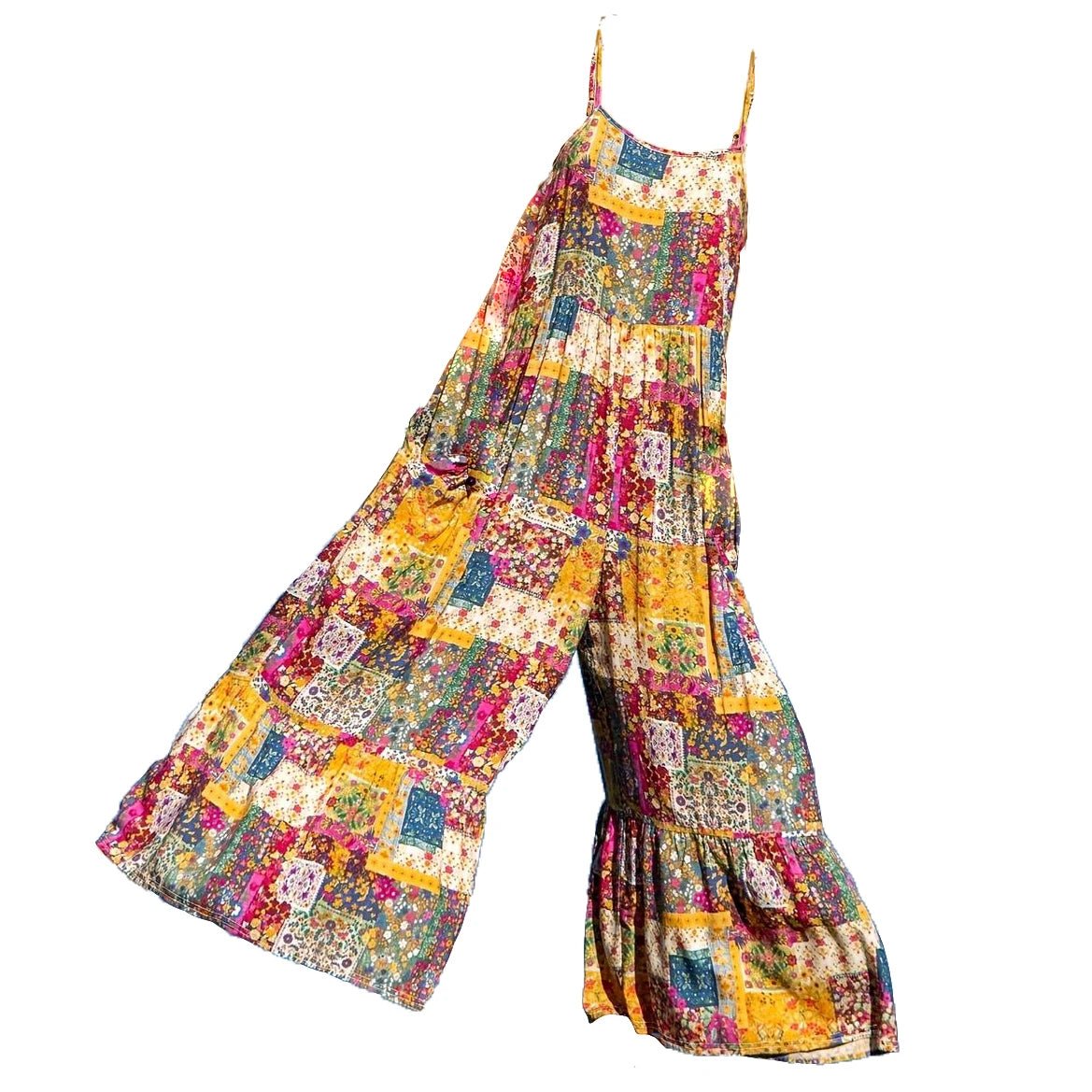 Hippie Bohemian Women's Casual Jumpsuit | Sleeveless Loose Wide Leg Overalls with Pockets | S - XXL