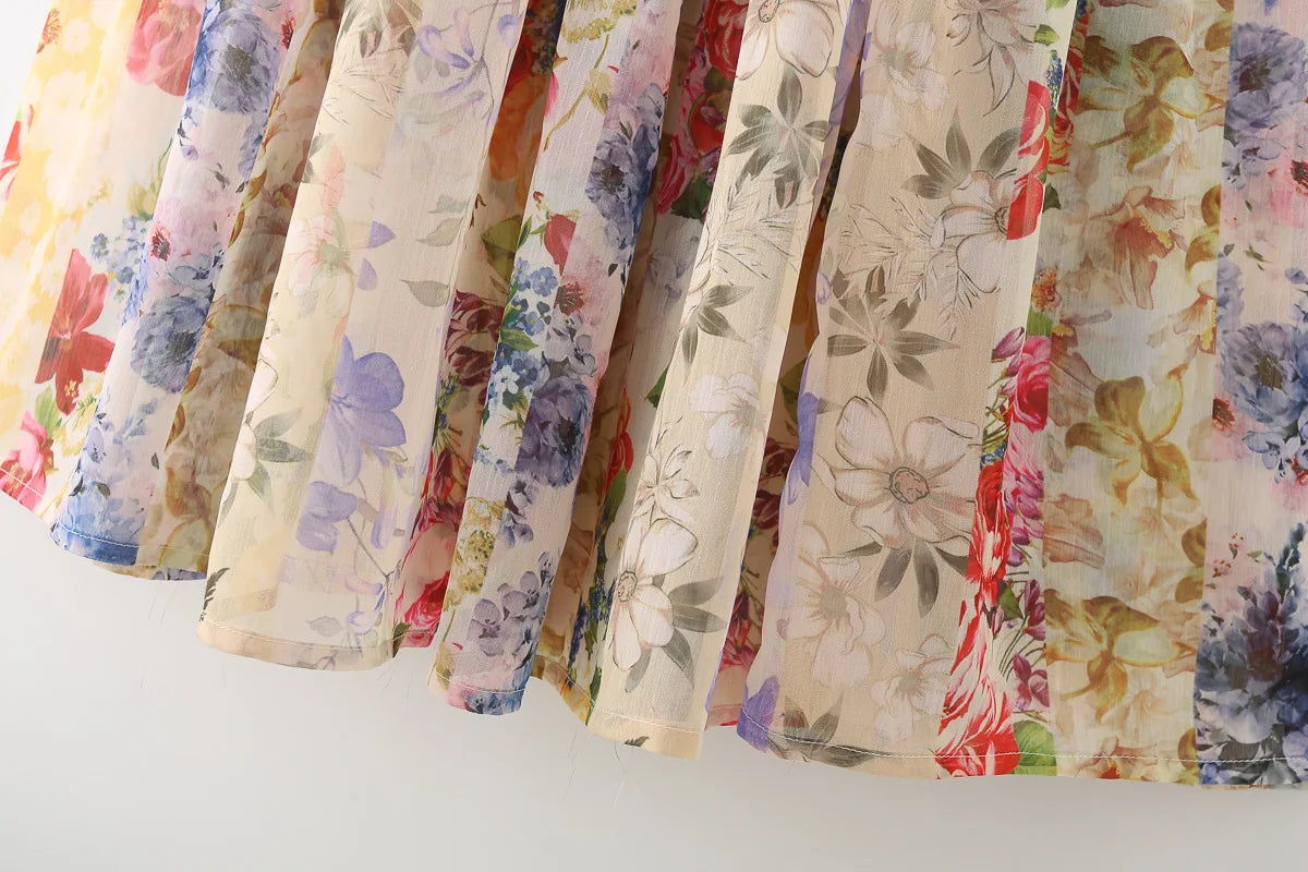 Bohemian Hippie Maxi Dress | Floral Chiffon Lace-Up Spaghetti Strap | Sleeveless A-Line Holiday Dress | S–L