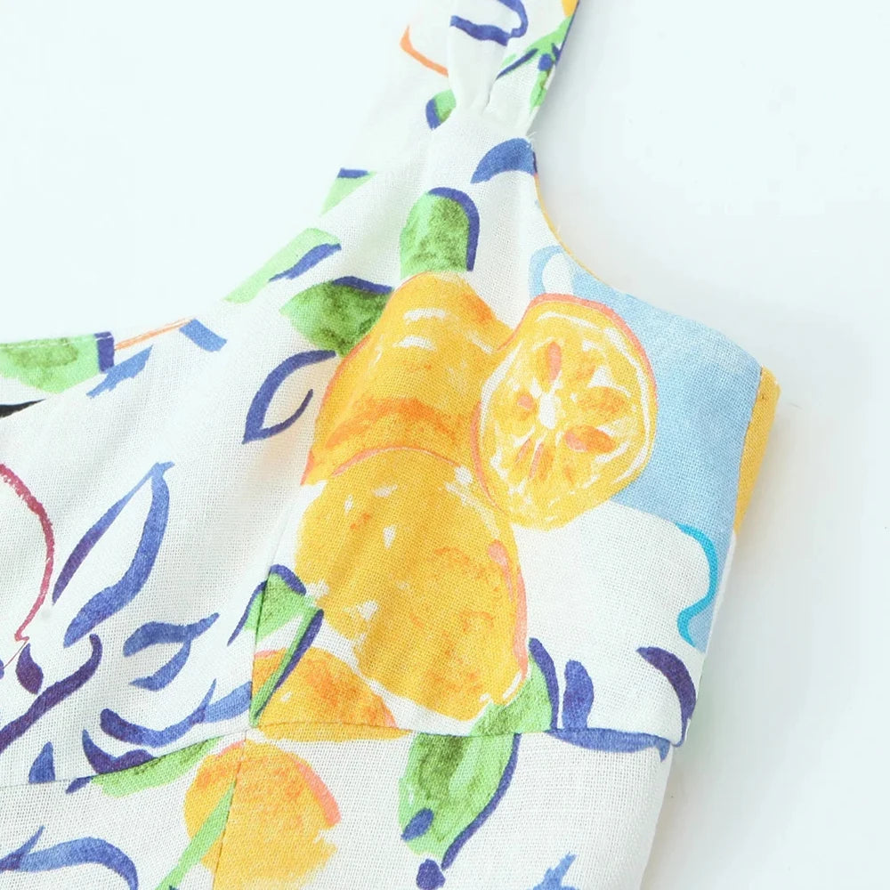 Beautiful Women's Floral Summer Dress With Lemon Print | Sizes XS-L