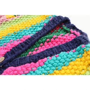 Chunky Handmade Rainbow Cardigan | Loose Knit Multicolour Acrylic Sweater | Hippie Autumn/Winter One Size