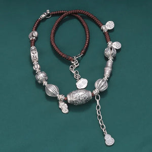 Elegant Bucket Shaped 925 Silver Necklace | Gourd Bamboo