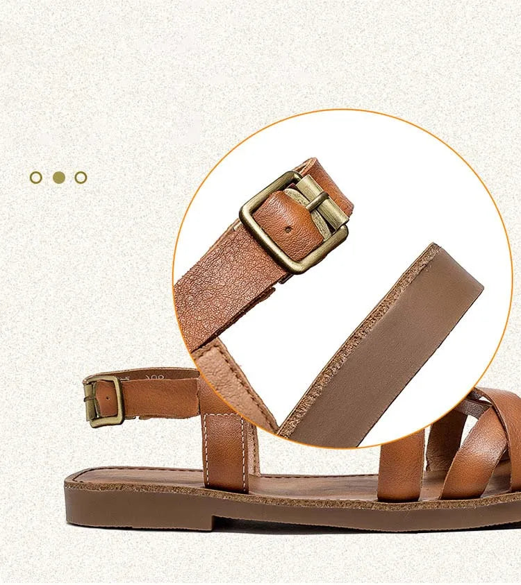 Women's Genuine Leather Platform Flats | Weave Mary Jane Sandals | Luxury Summer Slippers | Beige, Orange & Green | Sizes 35-40