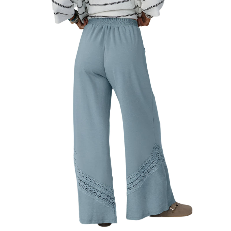 Bohemian Hippie Wide-Leg Pants | High Waist Cotton Blend Lace-Up Casual Loose Fit | Full Length | S–XL