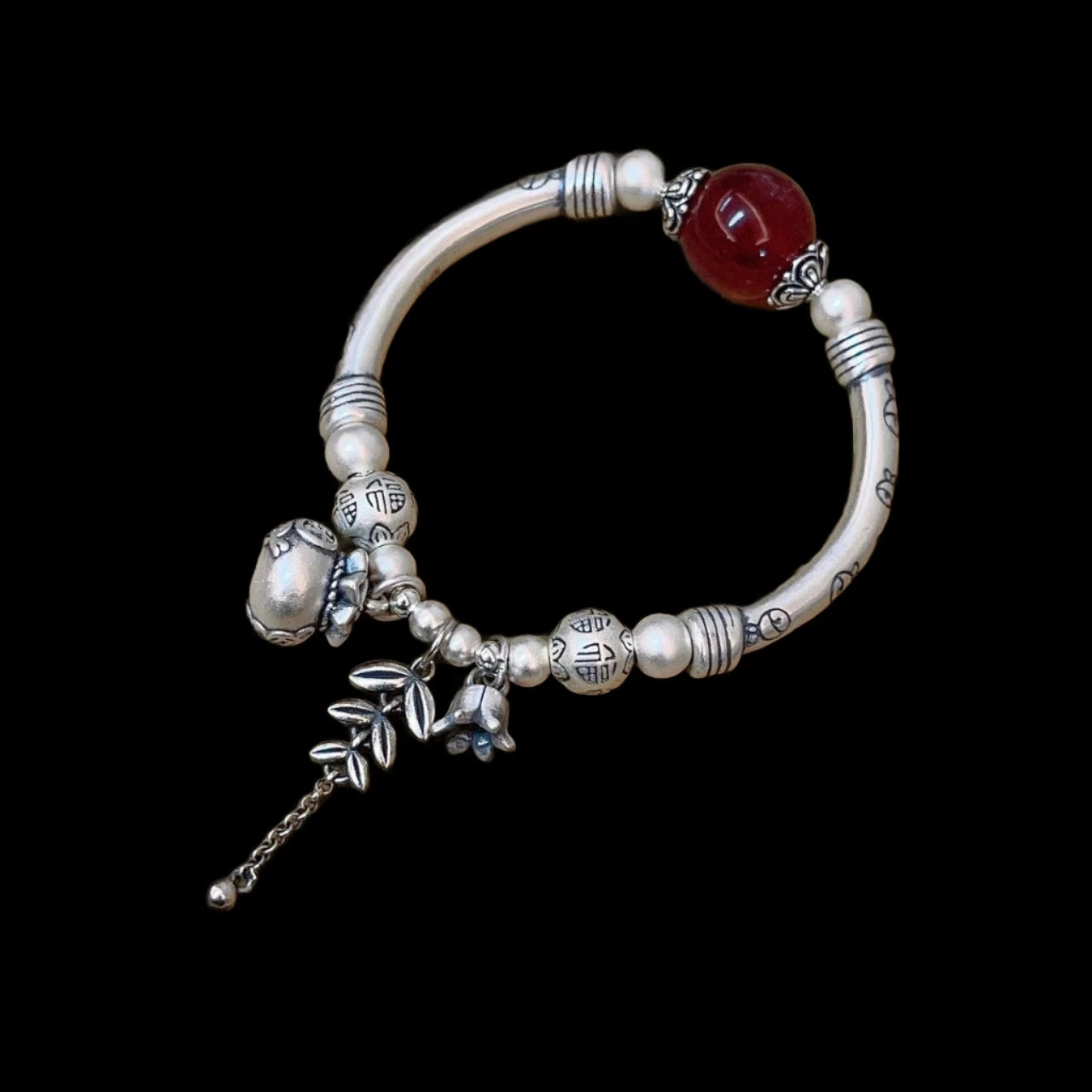 Silver Bracelet With Strawberry Quartz | Real 999 Silver