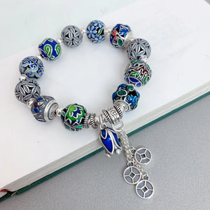 Elegant 925 Sterling Silver Enamel Handmade Bracelet