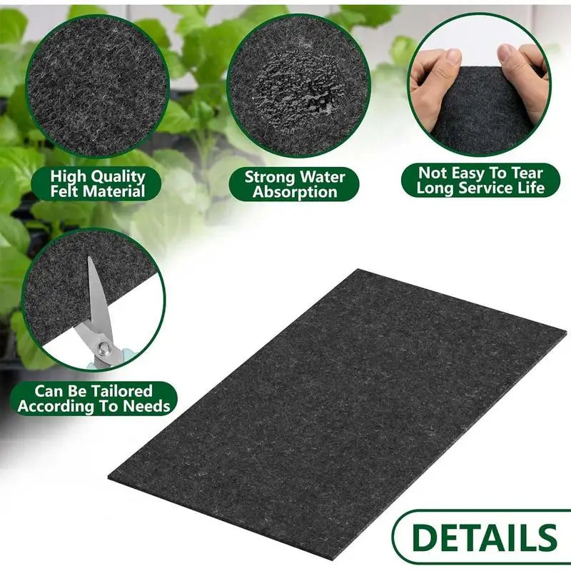 Automatic Plant Watering Capillary Mats | 8 Pack | Reusable Felt Basket Liners