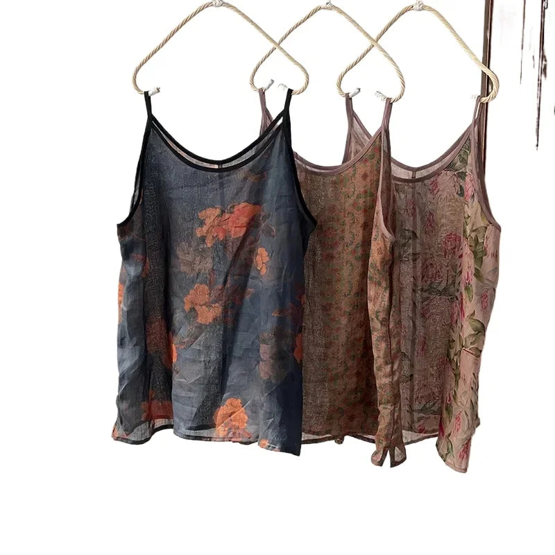 Women's Loose Fit Vintage Styled Sleeveless Tank Tops | Free Size