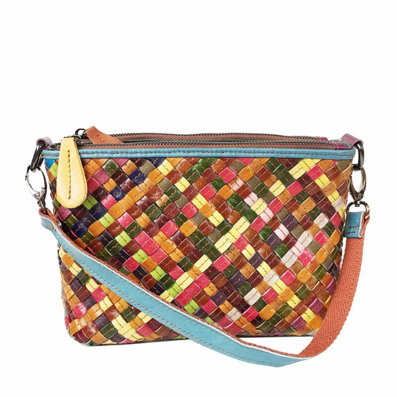 Women's Striped Leather Patchwork Hand Bag / Crossbody Bag