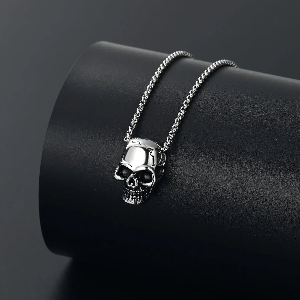 Skull Cremation Urn Necklace | Black & Silver Options