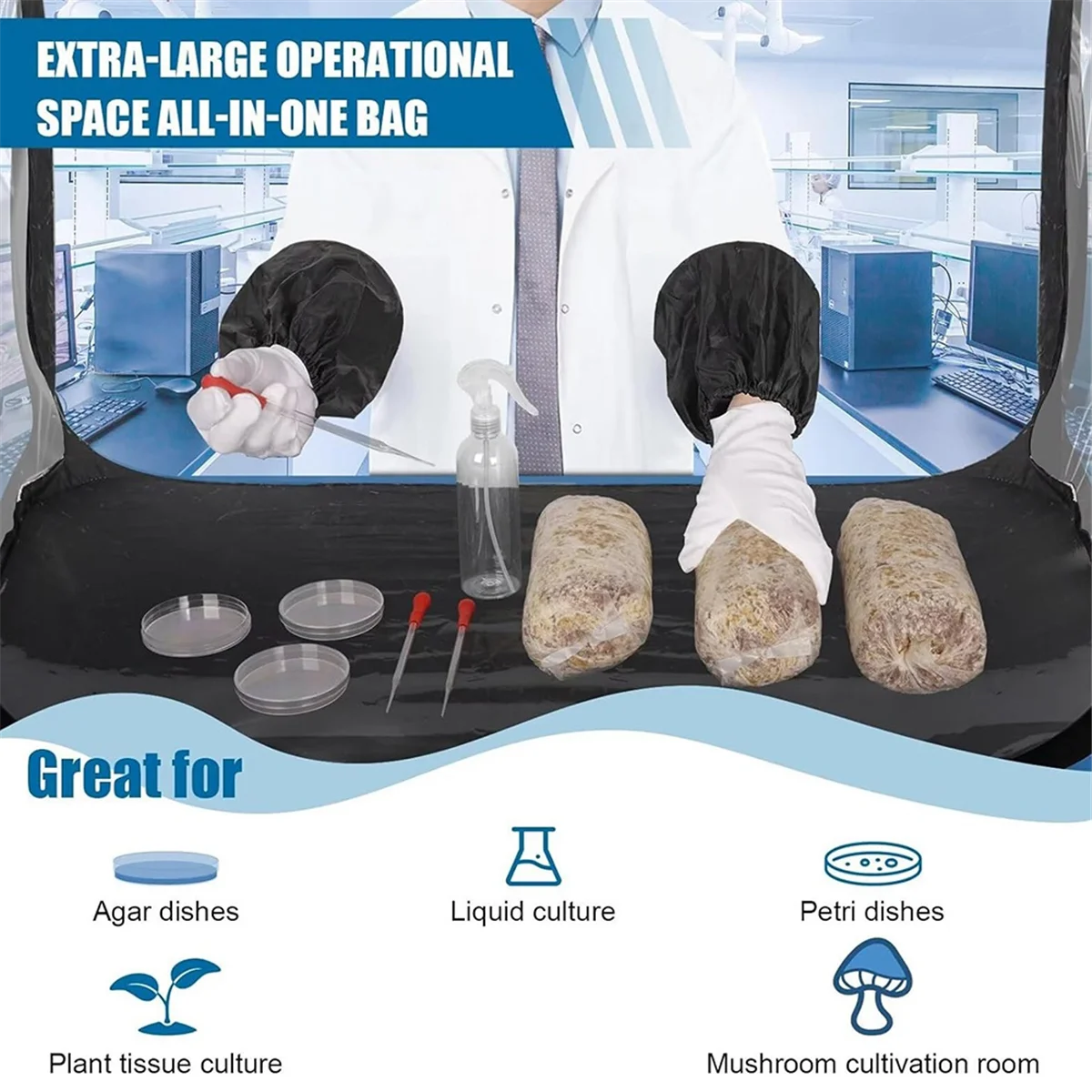 Large Still Air Box Mushroom Grow Tent | 38×20×25 Inch Workstation Flow Hood | For Mycology, Agar & Mushroom Grow Bags