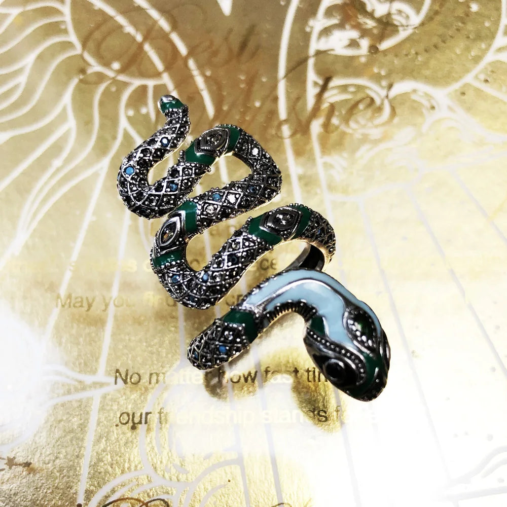 Green Bohemian Styled Snake Finger Ring