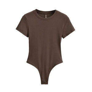 Bohemian Hippie Women's Summer Short Sleeve Knit Bodysuit | Stretchable Slim Fit | Casual Basic O - Neck Jumpsuit | S - L | 10+ Colourstop