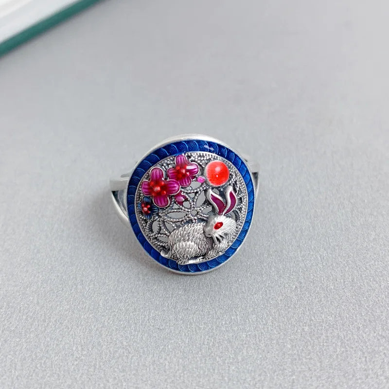 Handmade Hippie Styled Rabbit Flower Ring | 925 Silver