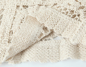 Bohemian Hippie Two-Piece Set | Crochet Cotton V-Neck Top & Pants | Hollow Out High Waist Outfit | One Size