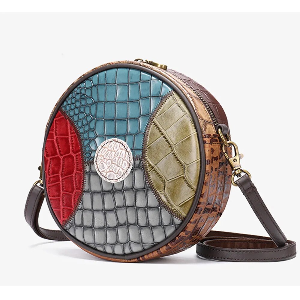 Genuine Cow Leather Cicular Festival Bag