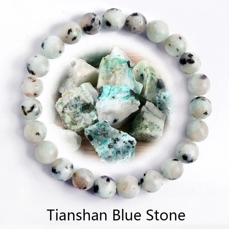 Genuine Natural Stone Bracelet Man Natural Flower Green Gemstone Beads Jewelry for Women Bohemia Style Elastic Bangle Wholesale