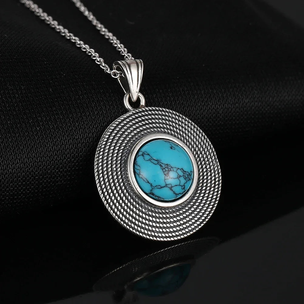 Turquoise Boho Goddess Pendant Necklace | 925 Silver