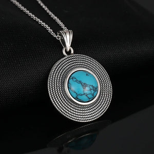 Turquoise Boho Goddess Pendant Necklace | 925 Silver
