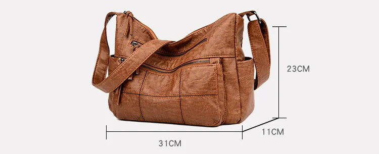 Plain Soft Leather Handbag With Zipper Closures | Various Colour Options