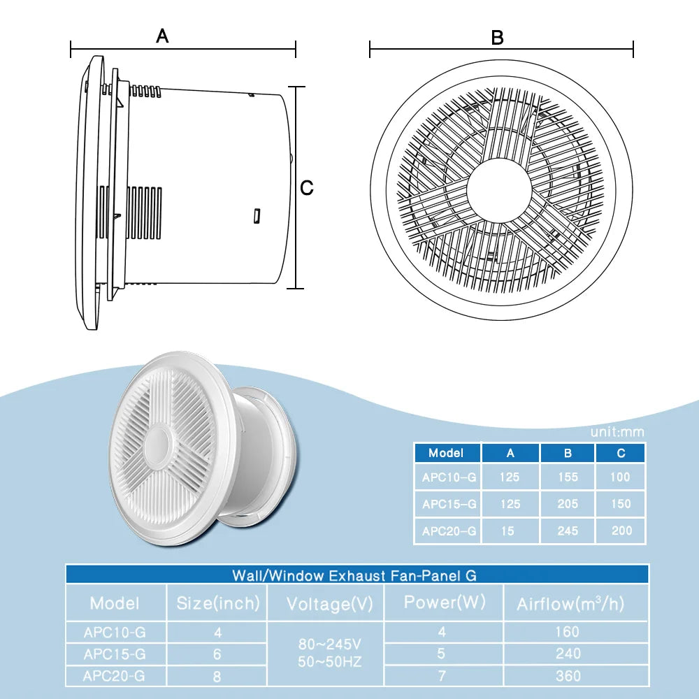 4W ECO-Friendly Two-Way Bathroom Exhaust Fan with Remote Control | Wall or Window Mount