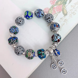 Elegant 925 Sterling Silver Enamel Handmade Bracelet