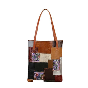 High Quality Hippie Leather Patchwork Bag | 31CM X 38CM