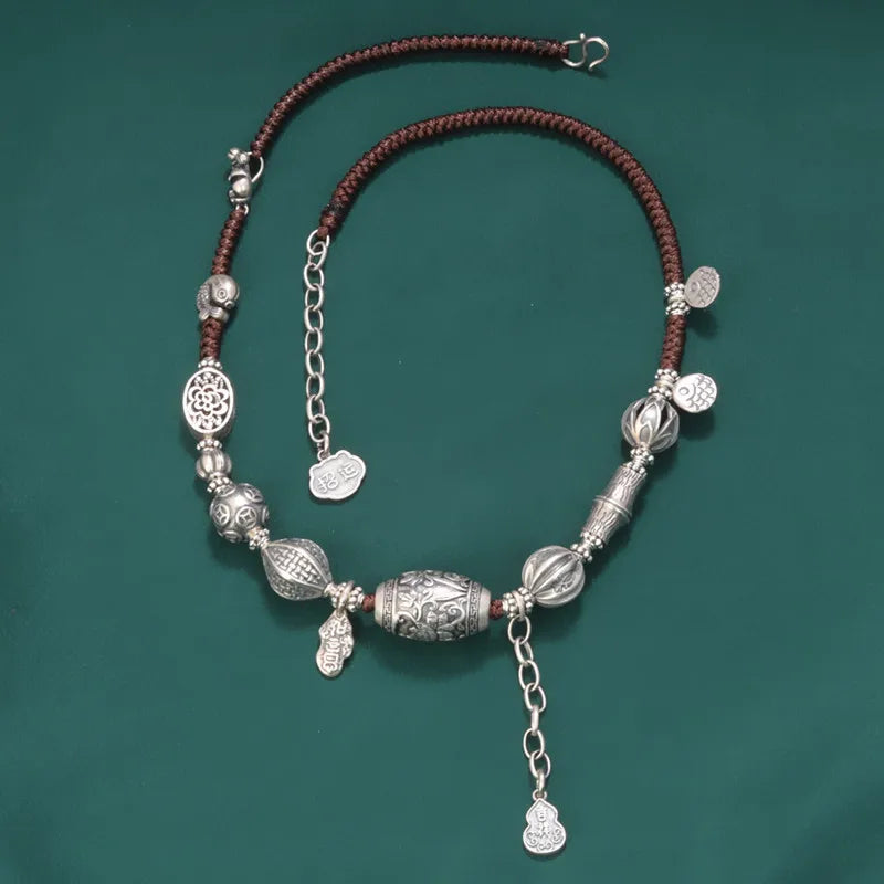Elegant Bucket Shaped 925 Silver Necklace | Gourd Bamboo