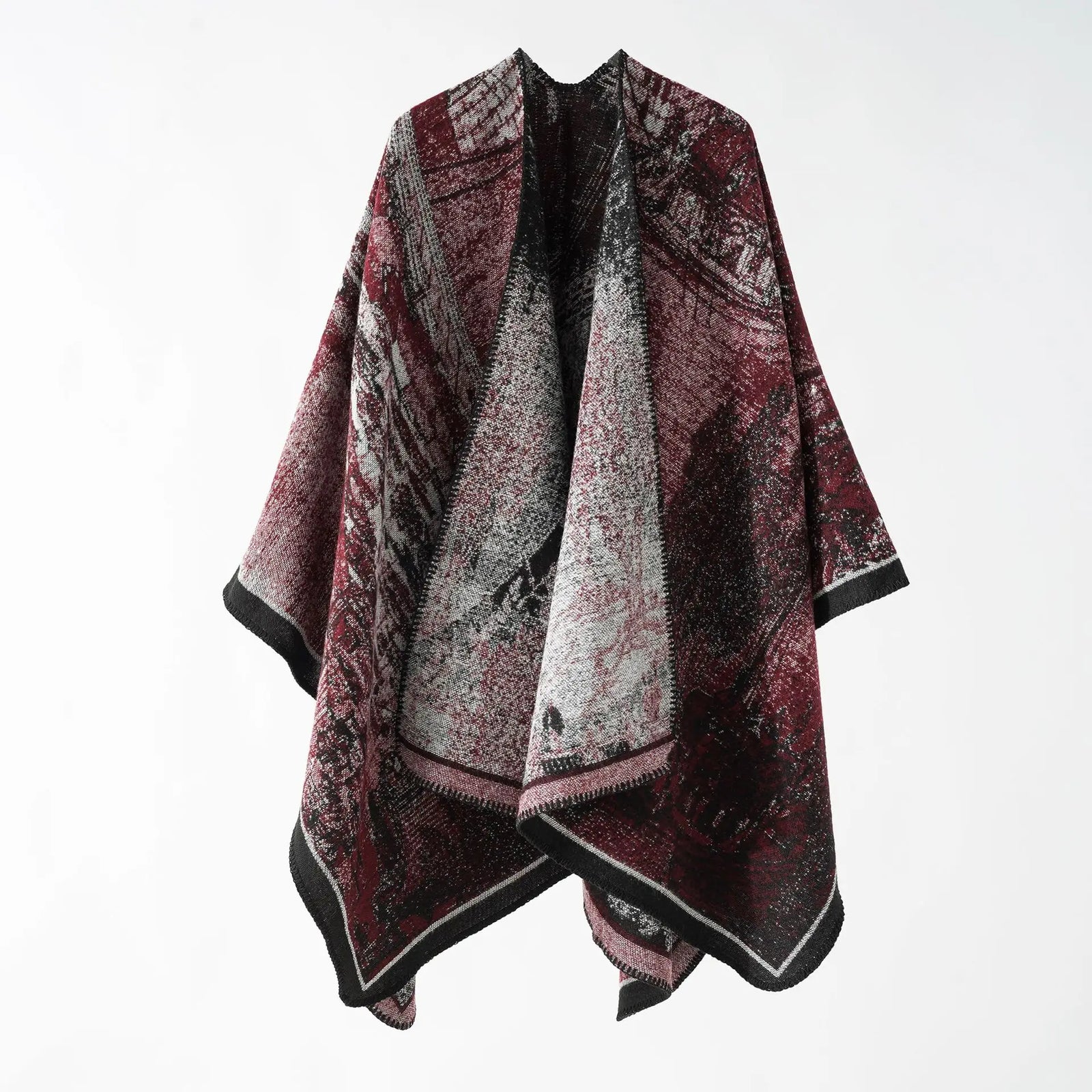 Bohemian Hippie Vintage Shawl | Thick Imitation Cashmere Cloak | Ethnic Style Winter Scarf Wrap | 135x150cm