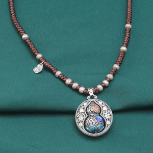 Bohemian Styled 925 Sterling Silver With Gourd Fish Pendant Necklace