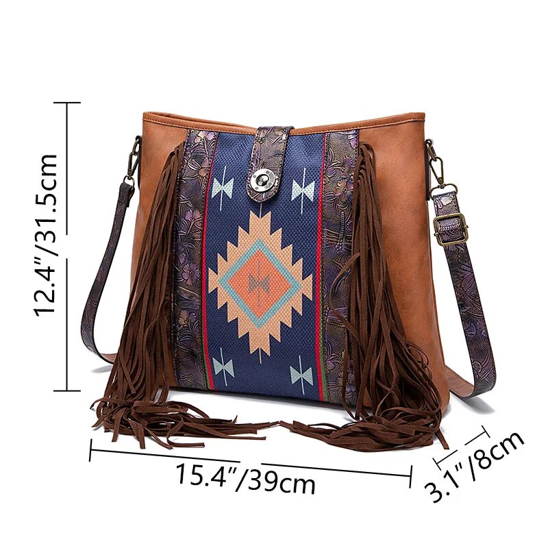Cool Festival Hippie Bag With Boho Tassels