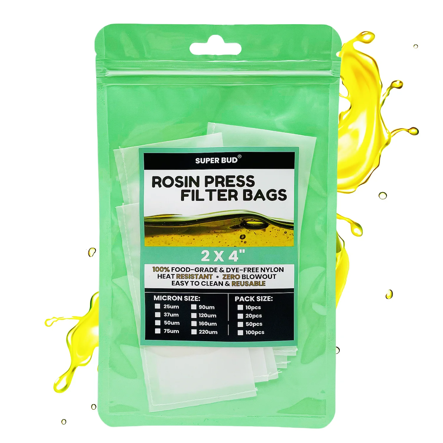 Premium Rosin Press Filter Bags | 25–220 Micron Nylon | Food-Grade, Dye-Free & Heat-Resistant | For Wax, Oil & Rosin Extraction
