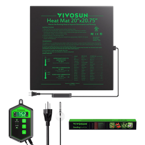 Seedling Heat Mat & Thermostat Combo | 20″ x 20.75″ | Fits Two 1020 Trays | Safe, Energy-Efficient Propagation Mat for Seed Starting & Cloning