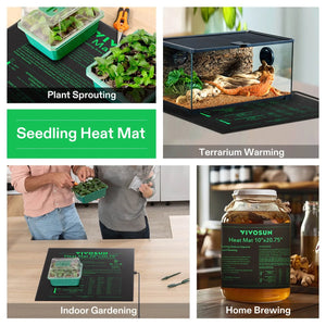 Seedling Heat Mat & Thermostat Combo | 20″ x 20.75″ | Fits Two 1020 Trays | Safe, Energy-Efficient Propagation Mat for Seed Starting & Cloning
