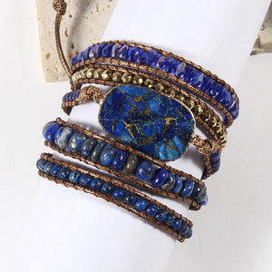 Handmade Dark Blue Designer Boho Bracelet | 5 Strand