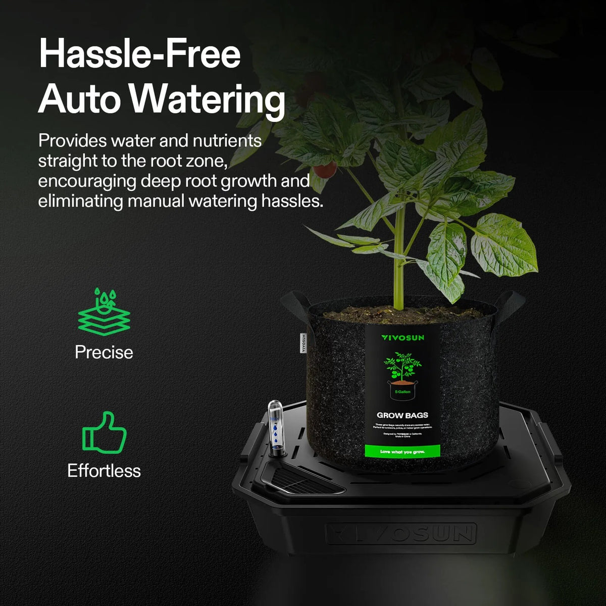Self-Watering Base for Fabric Pots | 4-Pack Auto-Irrigation System with 6L Reservoir & Water Meter | Fits Up to 5 Gallon Grow Bags
