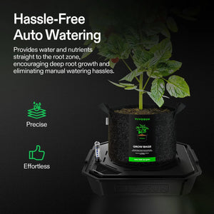 Self-Watering Base for Fabric Pots | 4-Pack Auto-Irrigation System with 6L Reservoir & Water Meter | Fits Up to 5 Gallon Grow Bags