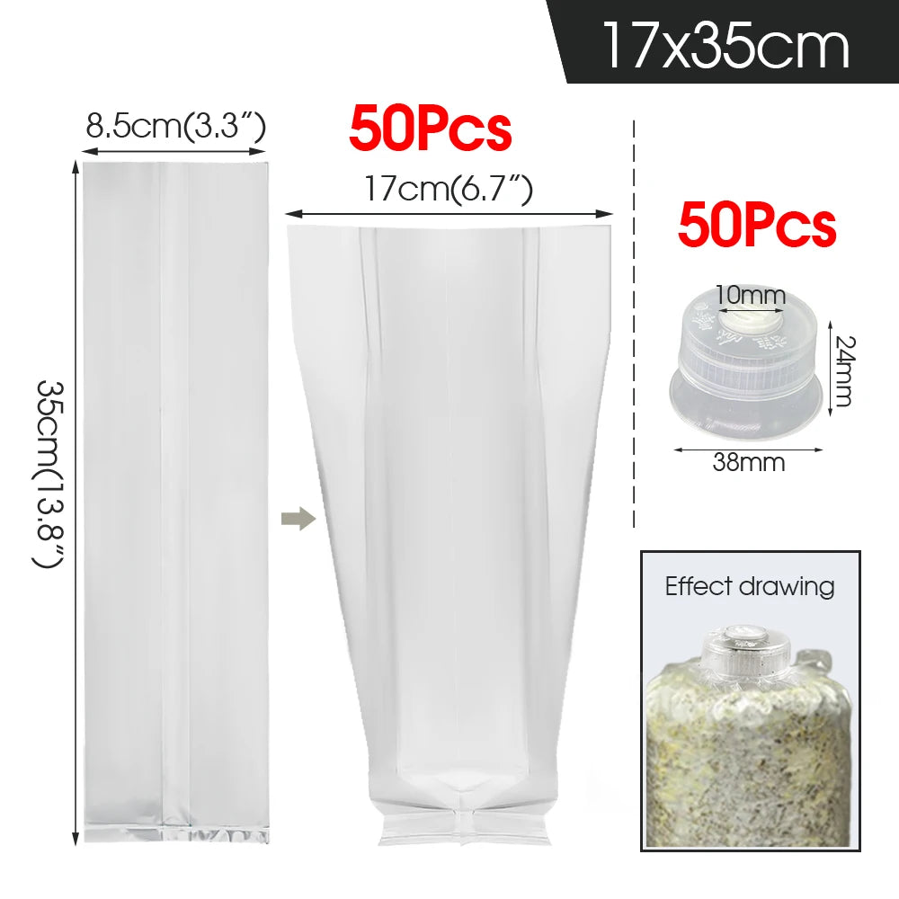 Polypropylene Mushroom Grow Bags | Autoclavable Cultivation Bags for Spawn & Substrate | Multiple Sizes & Pack Options