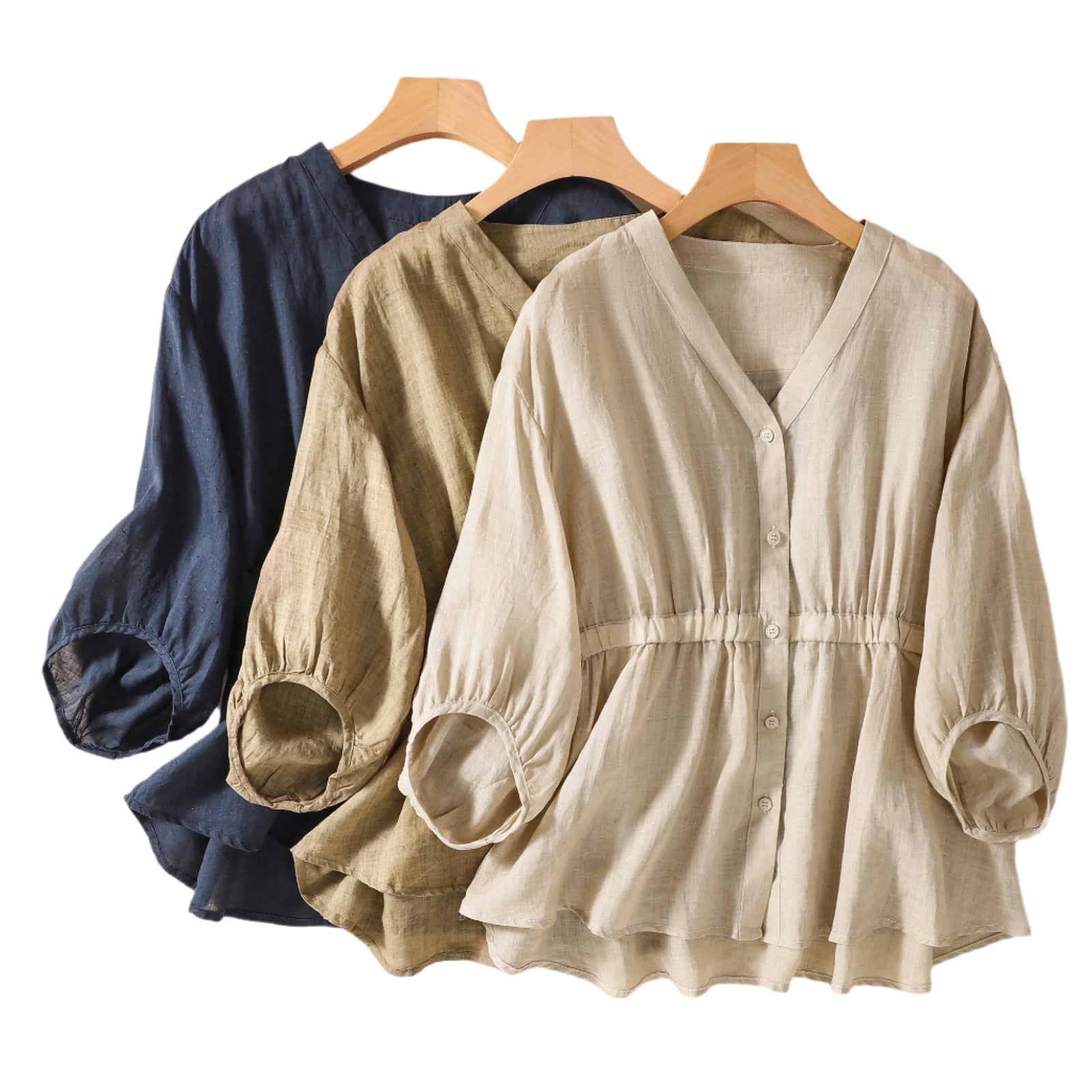 Beautiful Women's V-Neck Cotton Blouse | Various Colours | Size M-2XL