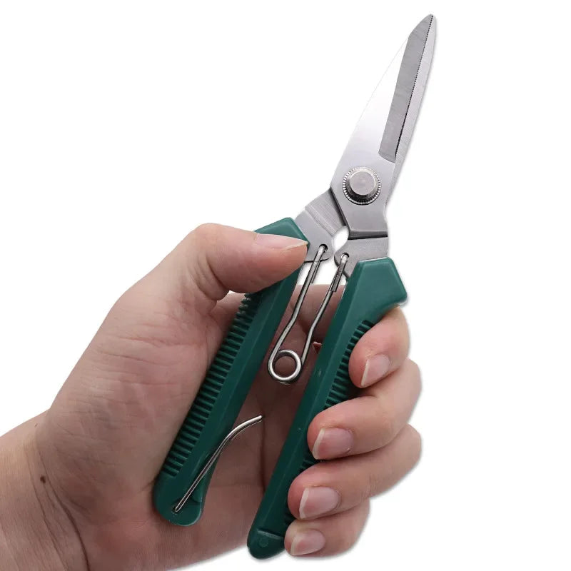 Small Green Straight Head Garden Pruning Shears / Snips | 190mm | Stainless Steel