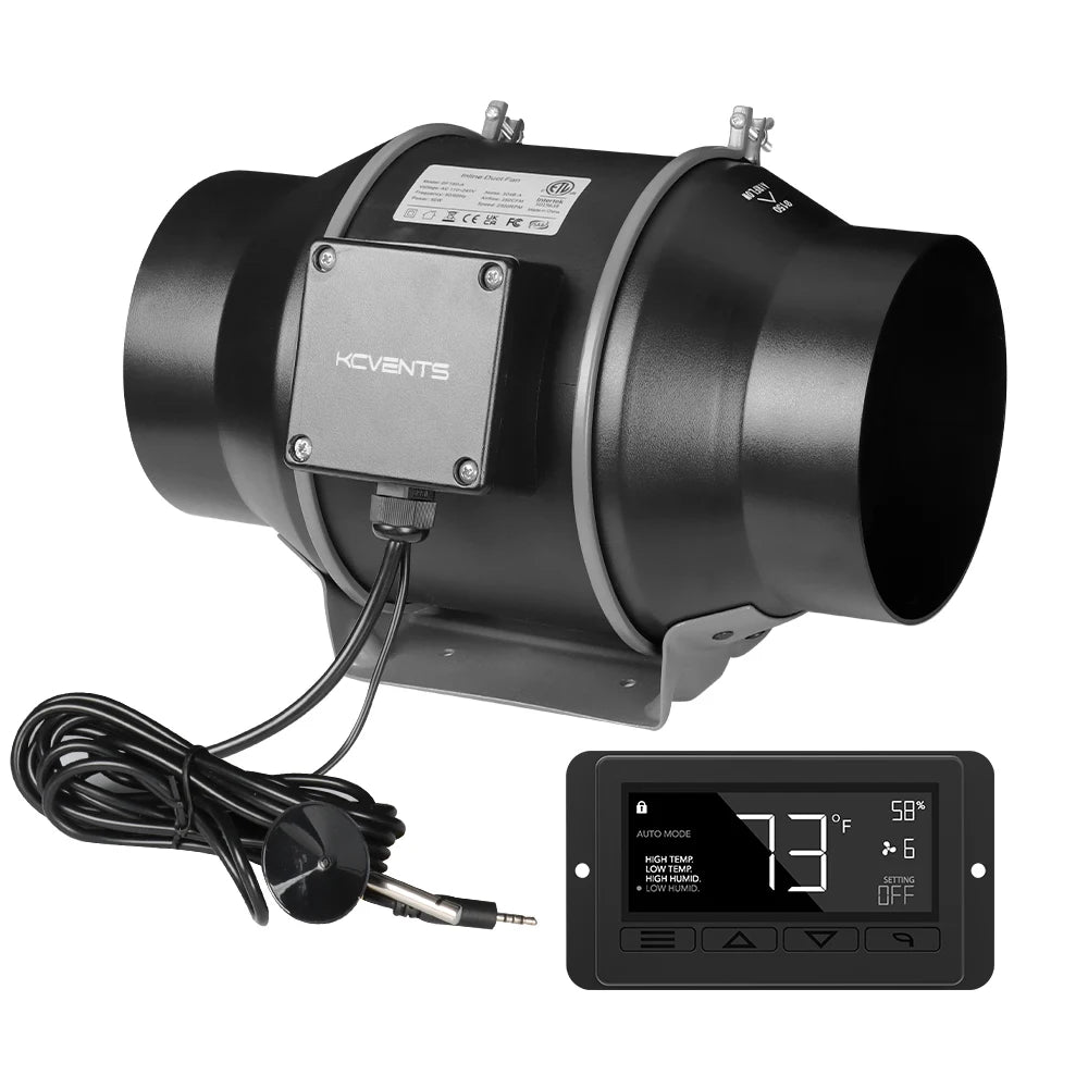 6 Inch Inline Fan With Digital Humidity + Temperature Control | Professional Series