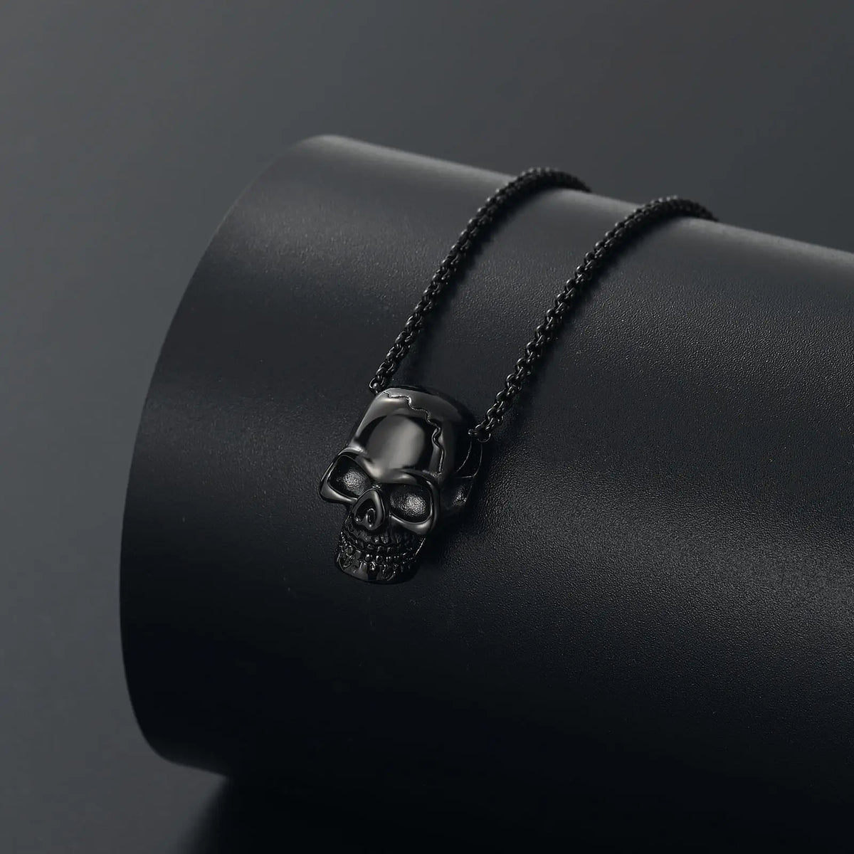 Skull Cremation Urn Necklace | Black & Silver Options