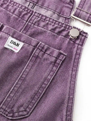 Vintage Purple Denim Overalls | Women’s High Waist Loose Fit Straight Leg Jumpsuit | XS–XL
