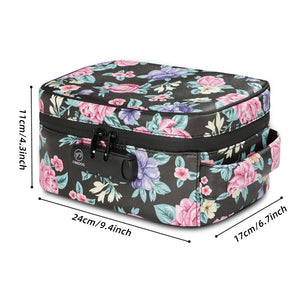 Women's Smell Proof Bag | Flower Print Odor-Proof Stash Box | Travel Storage Case with Combination Lock