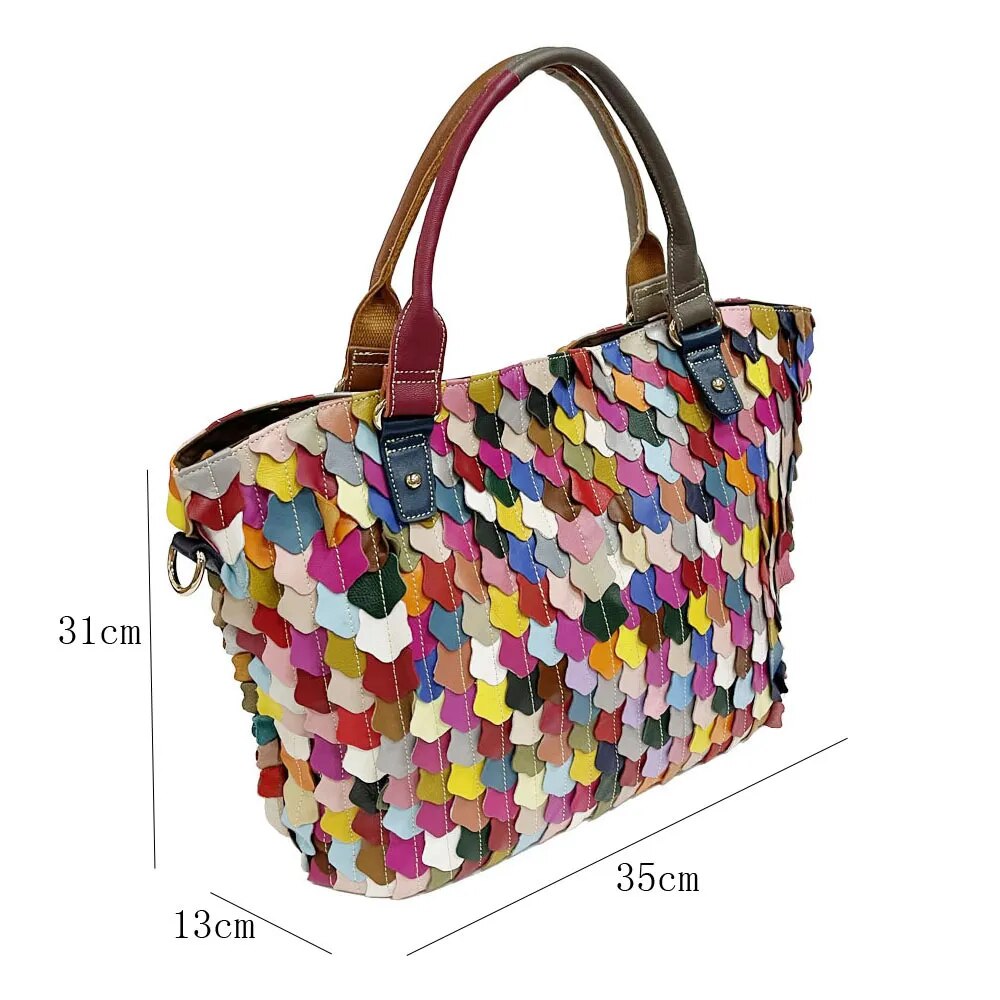 Multicolour Hippie Patchwork Leather Hand Bag