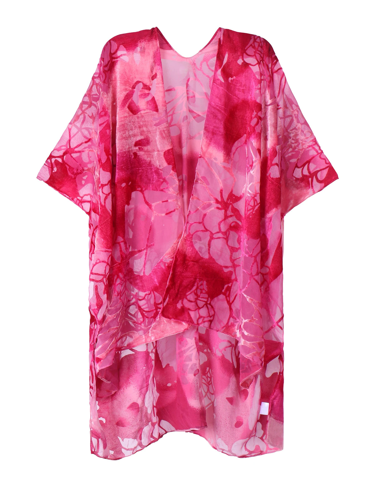 Bohemian Burnt Plush Velvet Kimono | Women's Long Floral Beach Cover - Up with Tassels | One Size | Various Colourstop